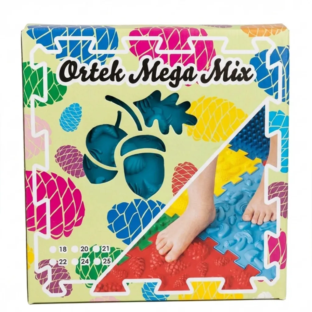 Масажний килимок Ortek для реабілітації Ortek Mix з 10 елементів, жорсткий Масажний килимок Ortek для реабілітації Ortek Mix з 10 елементів, жорсткий