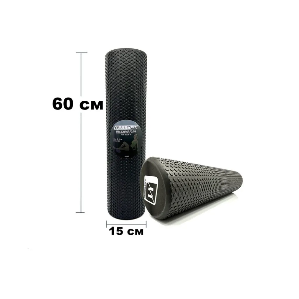 Масажний ролик EasyFit Foam Roller 60 см EF-2032-BK, чорний Масажний ролик EasyFit Foam Roller 60 см EF-2032-BK, чорний
