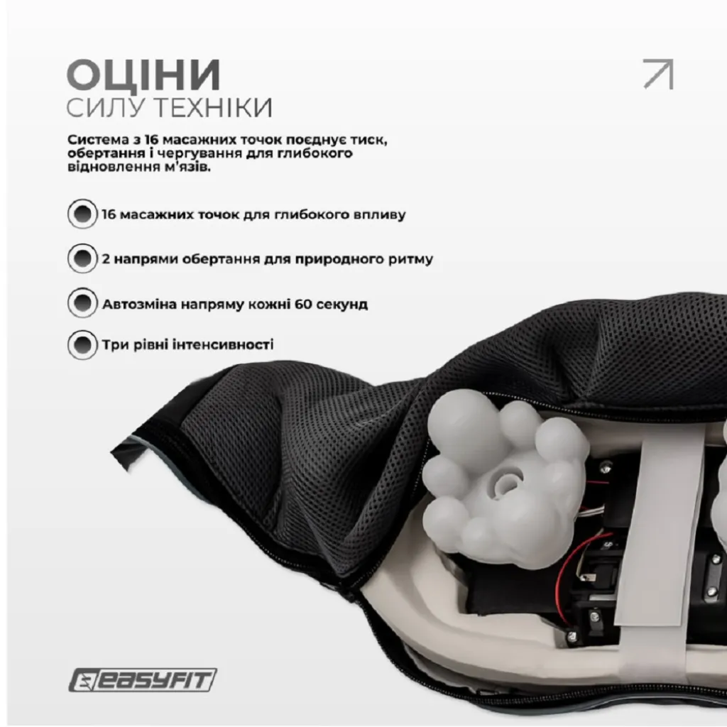 Масажер для шиї EasyFit Shiatsu (роликовий шиацу-масаж плечей і тіла) EF-2101 Масажер для шиї EasyFit Shiatsu (роликовий шиацу-масаж плечей і тіла) EF-2101