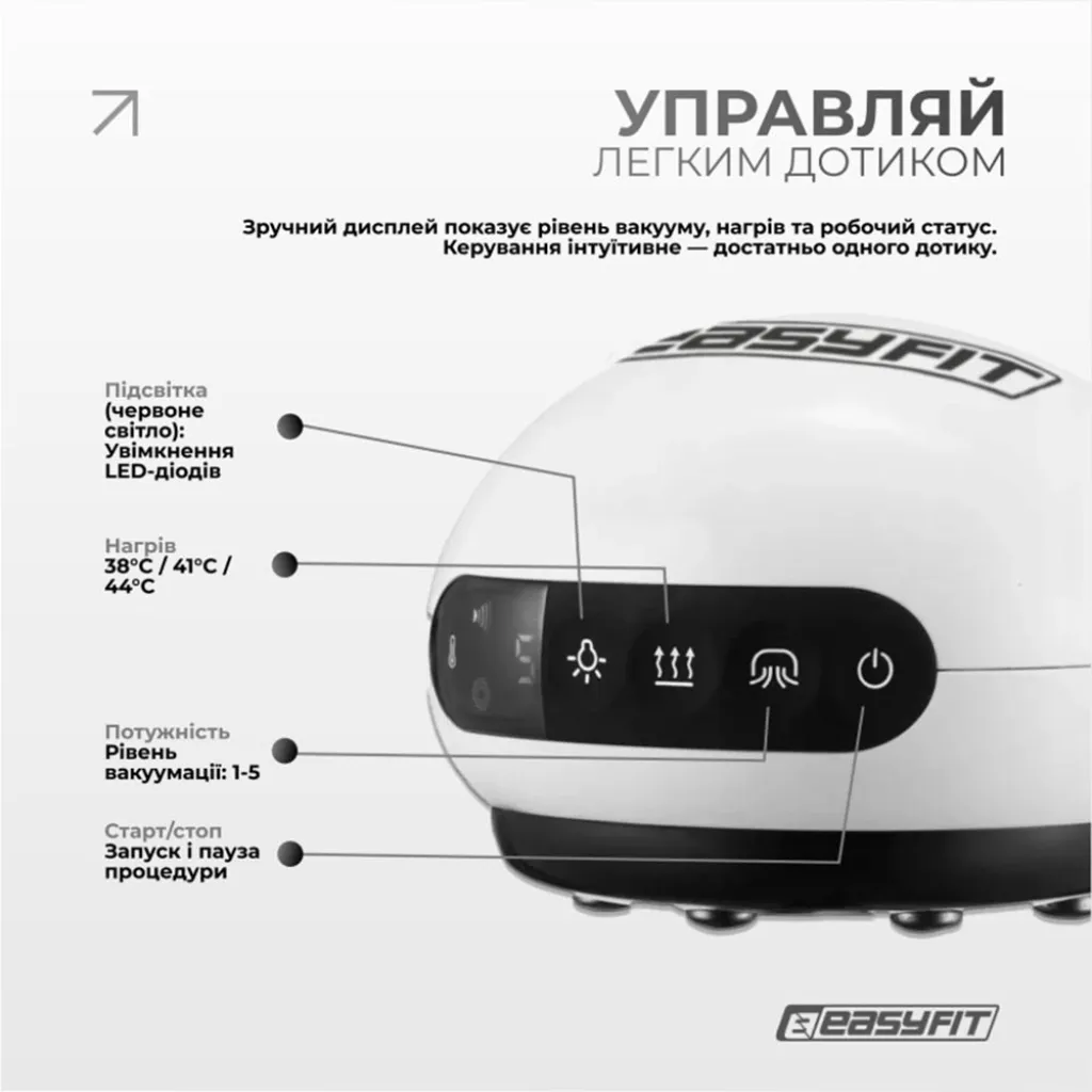 Вакуумный массажер для тела EasyFit CupPro EF-2102: банка с подогревом и ИК-светом