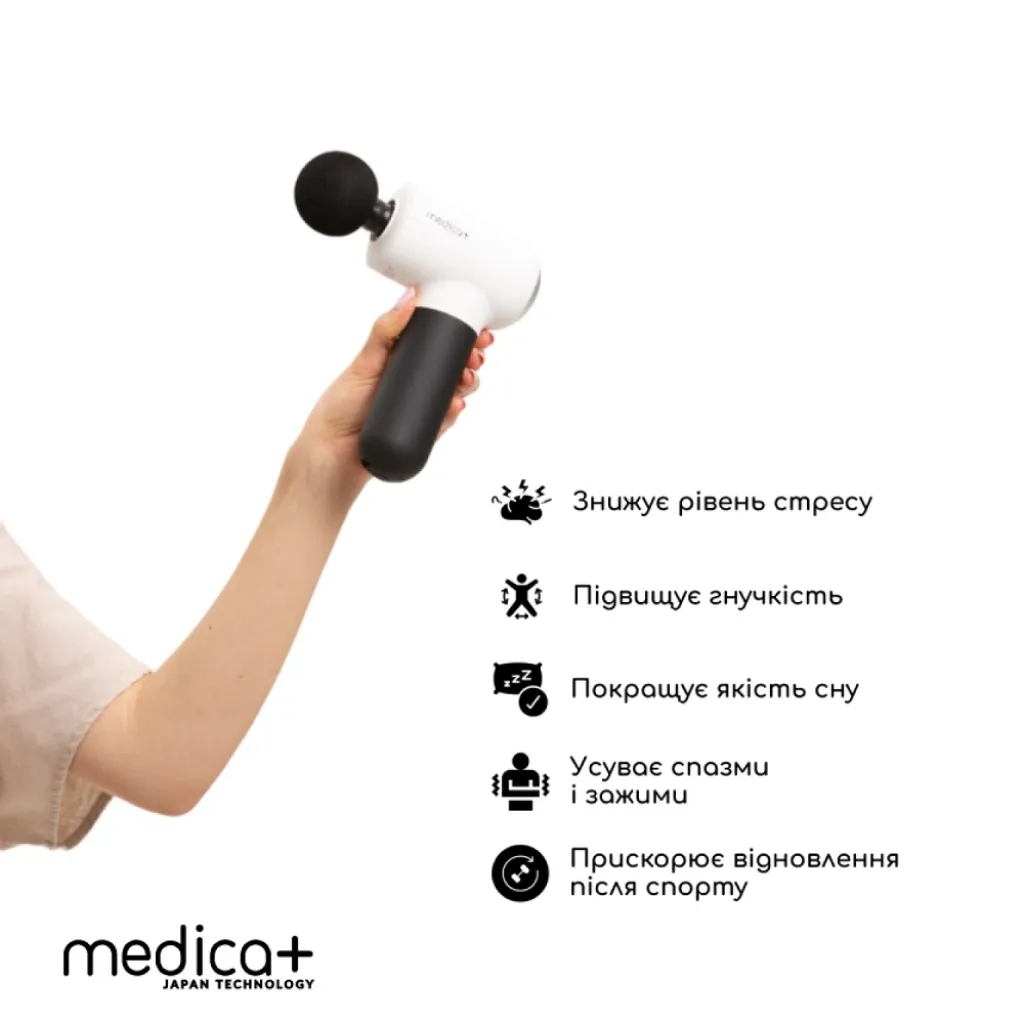 Перкусійний ручний масажер для тіла та м'язів Medica+ Mass Hand Pro 4.0, білий Перкусійний ручний масажер для тіла та м'язів Medica+ Mass Hand Pro 4.0, білий