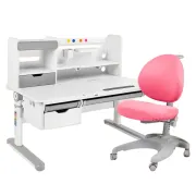 Зростаючий комплект для школярів парта FunDesk Pensare Grey + дитяче крісло FunDesk Cielo Pink Зростаючий комплект для школярів парта FunDesk Pensare Grey + дитяче крісло FunDesk Cielo Pink