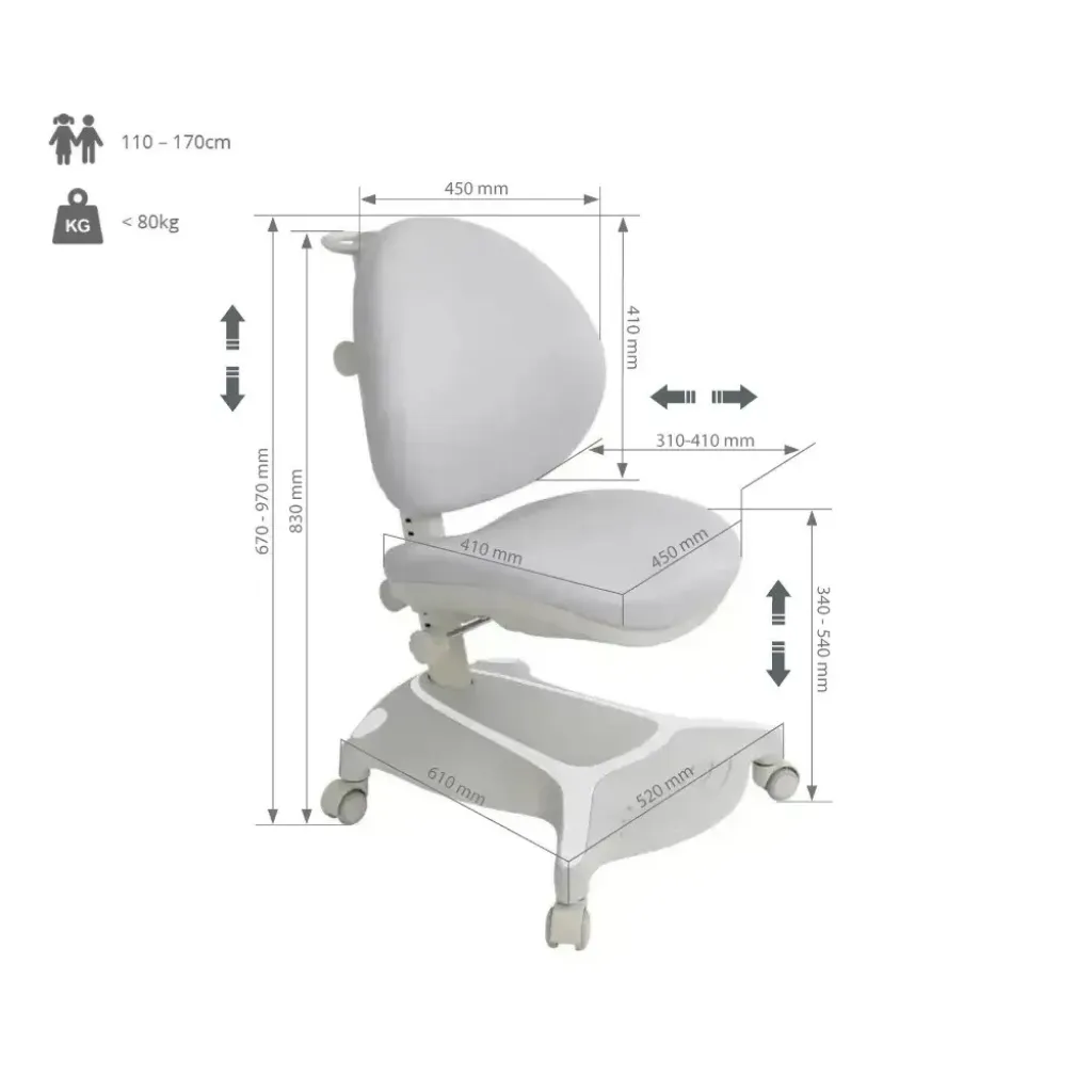 Зростаючий комплект для школярів парта FunDesk Pensare Grey + Крісло Cubby Adonis Grey