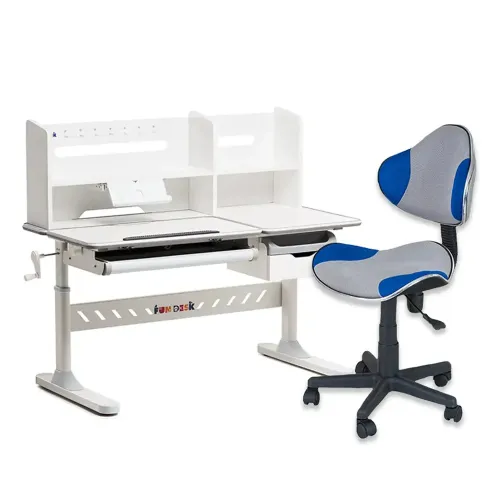 Комплект для підлітка парта Fundesk Fiore II Grey + стілець для школяра FunDesk LST3 Blue-Grey - Фото№1