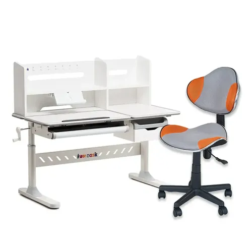 Комплект для підлітка парта Fundesk Fiore II Grey + стілець для школяра FunDesk LST3 Orange - Фото№1