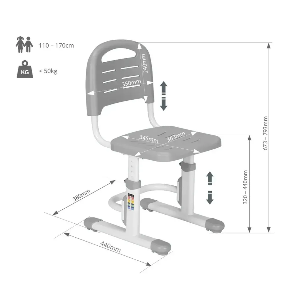 Комплект для подростка парта Fundesk Fiore II Grey + детский стул FunDesk SST3L Grey Комплект для подростка парта Fundesk Fiore II Grey + детский стул FunDesk SST3L Grey