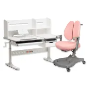Комплект меблів Fundesk Fiore II Grey + Fundesk Leone Pink Комплект меблів Fundesk Fiore II Grey + Fundesk Leone Pink