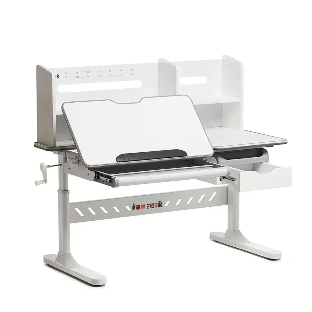 Комплект меблів Fundesk Fiore II Grey + Fundesk Leone Pink