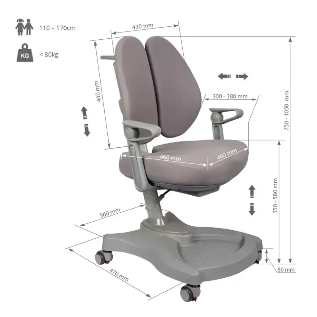Комплект меблів Fundesk Fiore II Grey + Fundesk Leone Pink