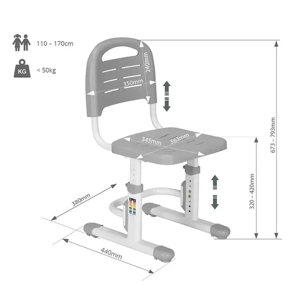 Функціональна парта Cubby Ammi Grey + Крісло Fundesk SST3LS Grey Функціональна парта Cubby Ammi Grey + Крісло Fundesk SST3LS Grey