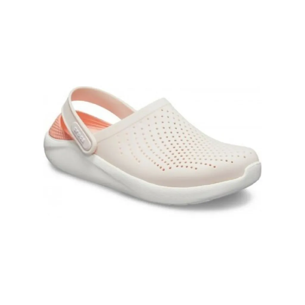 Кроксы сабо Crocs LiteRide Clog Pink/White, кораллово-бежевый Кроксы сабо Crocs LiteRide Clog Pink/White, кораллово-бежевый