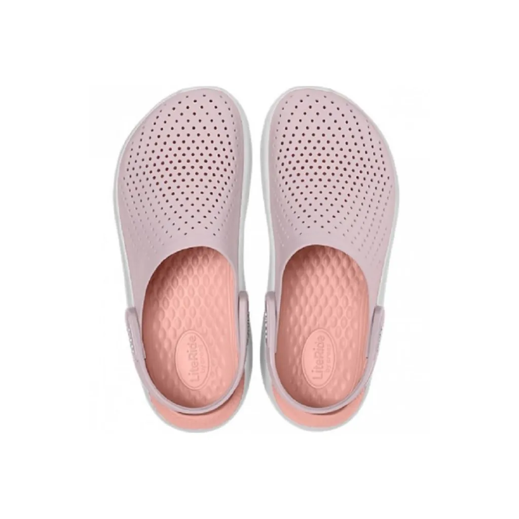Кроксы сабо Crocs LiteRide Clog Pink/White, кораллово-бежевый Кроксы сабо Crocs LiteRide Clog Pink/White, кораллово-бежевый