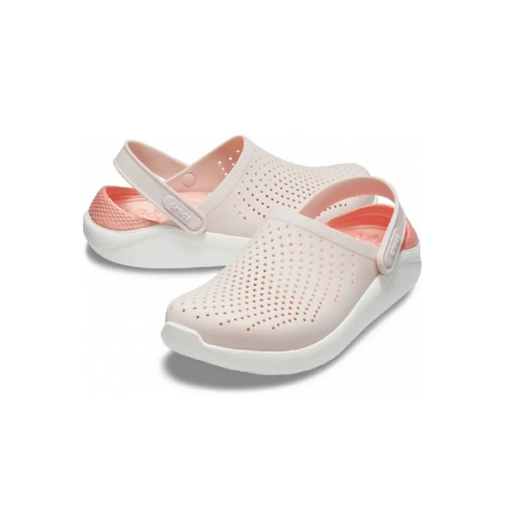 Кроксы сабо Crocs LiteRide Clog Pink/White, кораллово-бежевый Кроксы сабо Crocs LiteRide Clog Pink/White, кораллово-бежевый