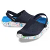 Кроксы сабо Crocs LiteRide Clog Navy/white, кляксы темно-синий - Фото№5