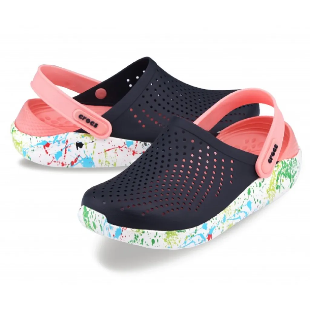 Кроксы сабо Crocs LiteRide Clog Navy/Melon, кляксы розово-синий Кроксы сабо Crocs LiteRide Clog Navy/Melon, кляксы розово-синий