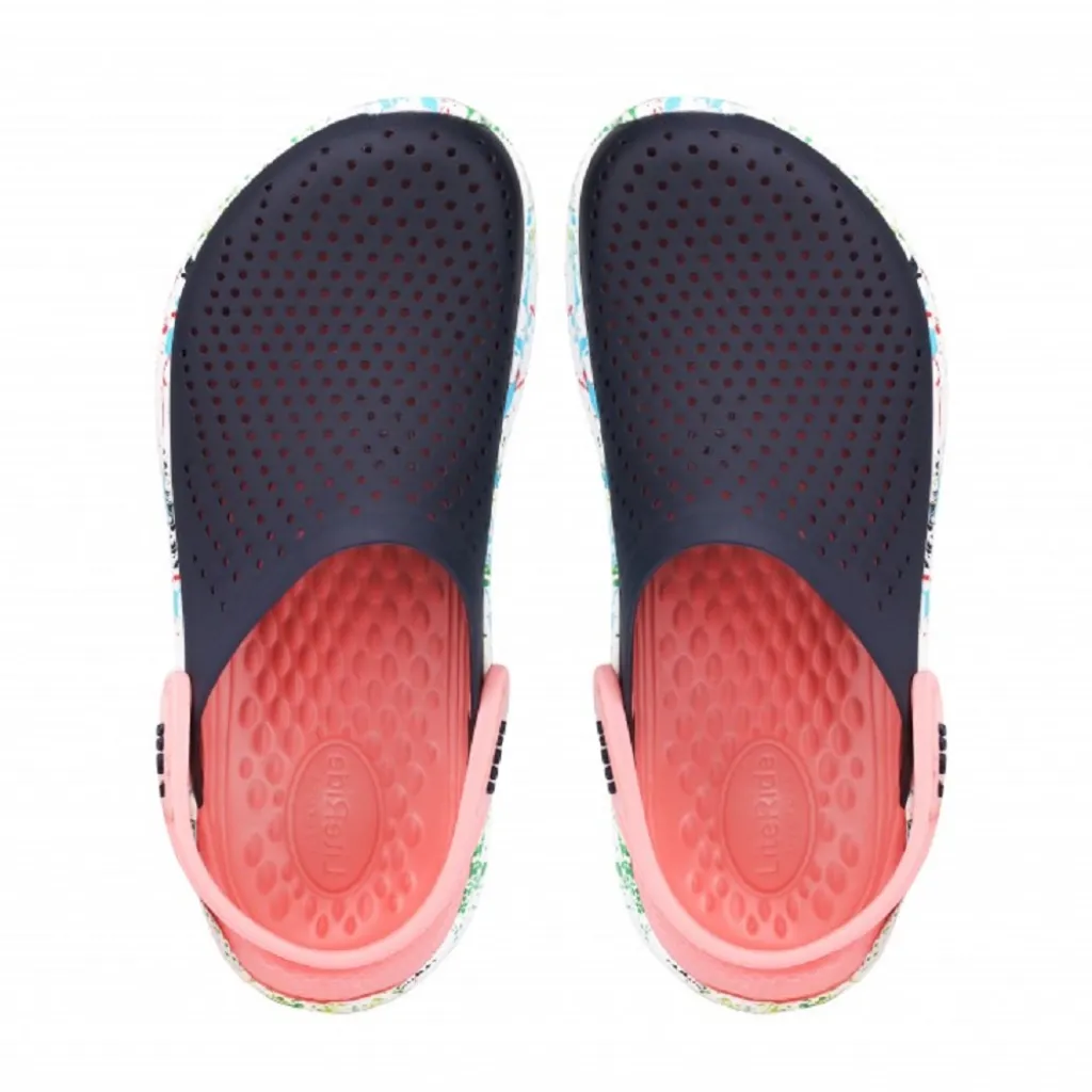 Кроксы сабо Crocs LiteRide Clog Navy/Melon, кляксы розово-синий Кроксы сабо Crocs LiteRide Clog Navy/Melon, кляксы розово-синий