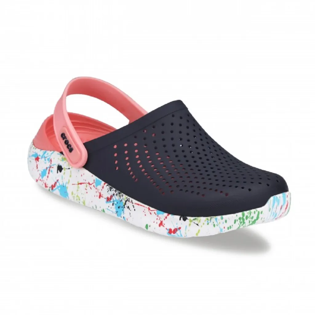 Кроксы сабо Crocs LiteRide Clog Navy/Melon, кляксы розово-синий Кроксы сабо Crocs LiteRide Clog Navy/Melon, кляксы розово-синий