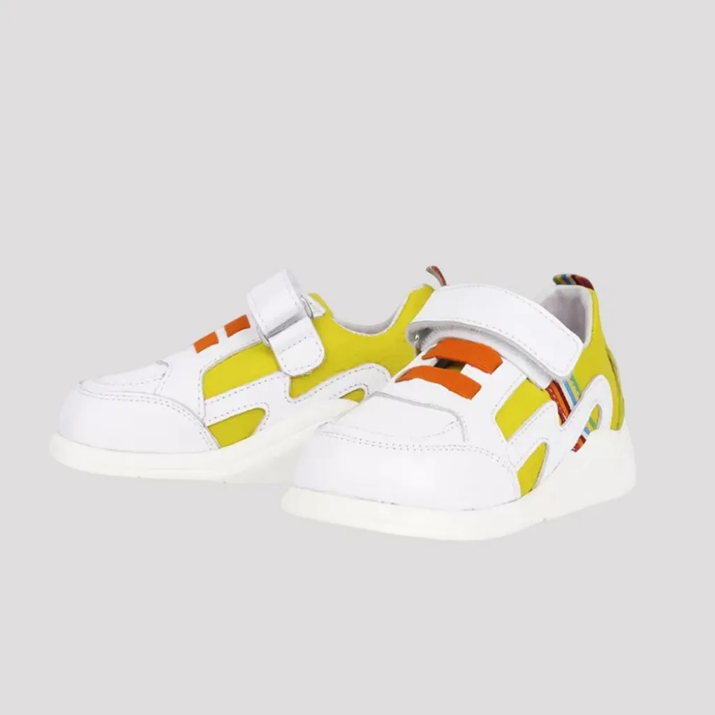 Ортопедические детские кроссовки YellowSP 410AP Ortofoot, бело-желтые