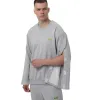 Адаптивный мужской костюм (свитшот+штаны) на липучках Plus plus, светло-серый меланж - Фото№3