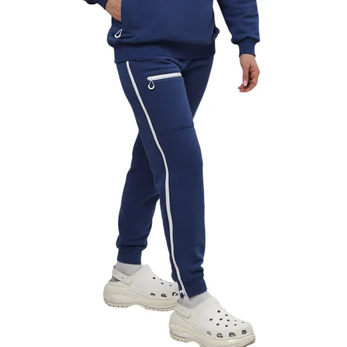 Адаптивні жіночі штани із щільного футера на блискавках Plus plus, синій - Фото№1 Адаптивні жіночі штани із щільного футера на блискавках Plus plus, синій - Фото№1