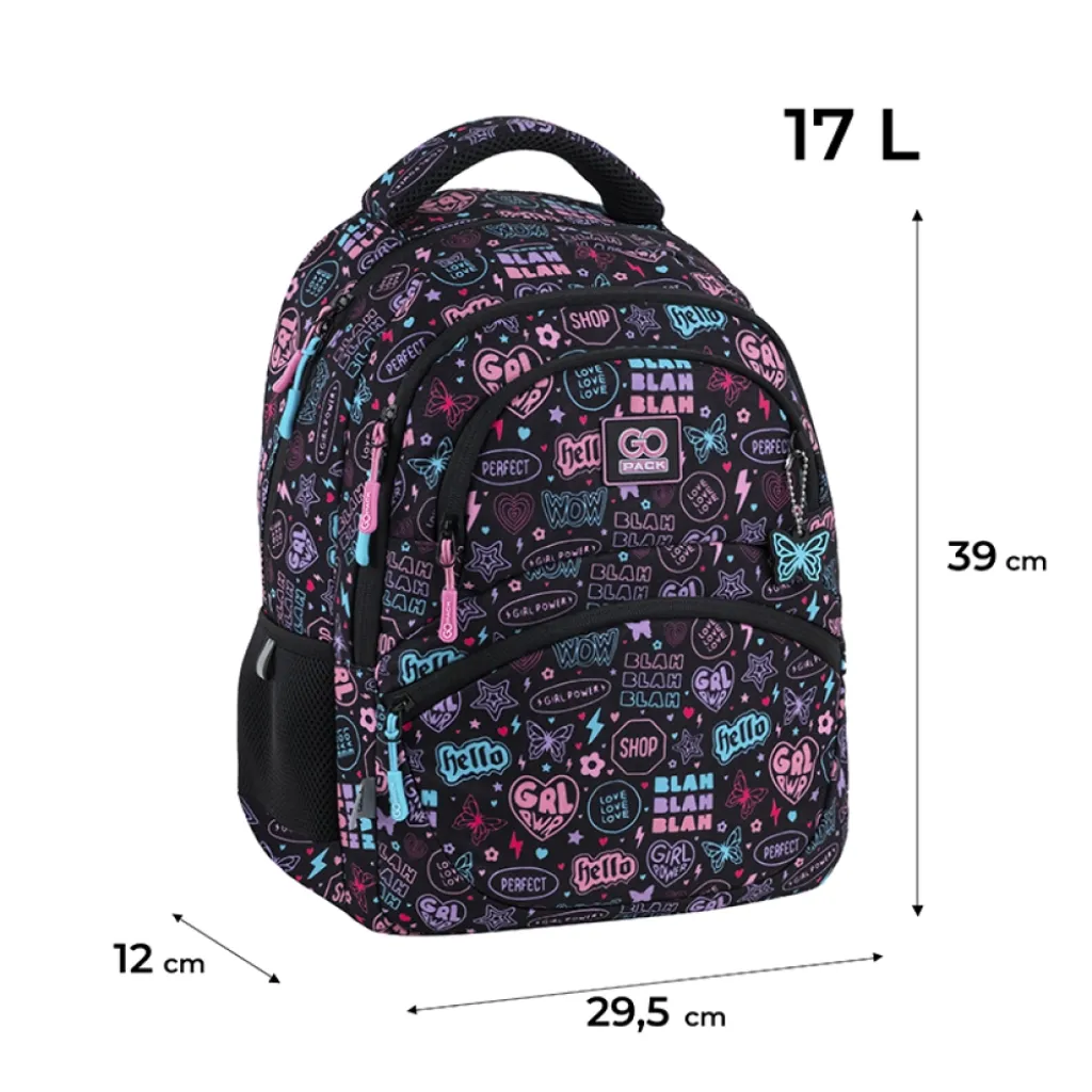 Ортопедический рюкзак школьный GoPack Education Girl Power GO25-175M-1, черный Ортопедический рюкзак школьный GoPack Education Girl Power GO25-175M-1, черный