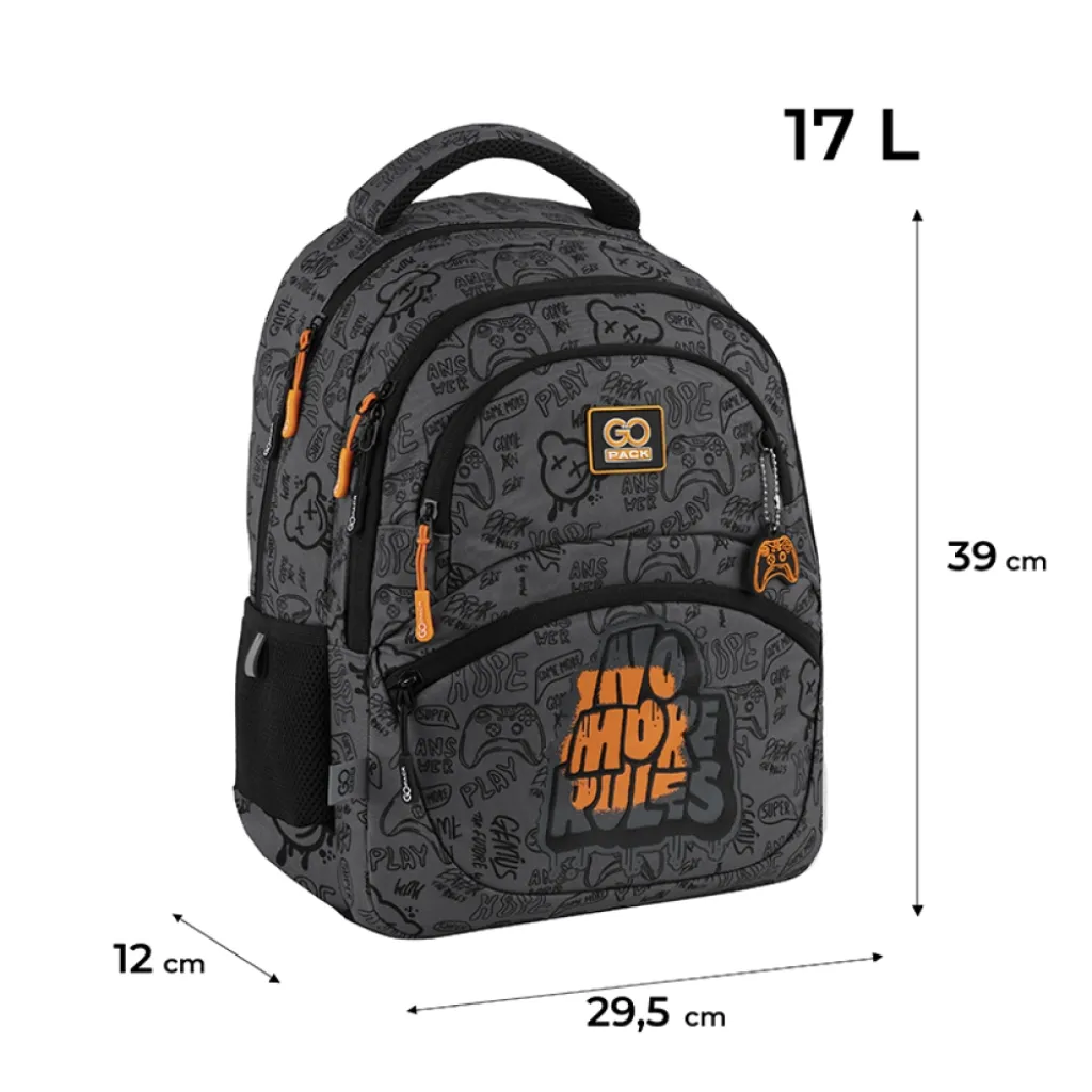 Ортопедический рюкзак школьный GoPack Education No More Rules GO25-175M-5, серый Ортопедический рюкзак школьный GoPack Education No More Rules GO25-175M-5, серый