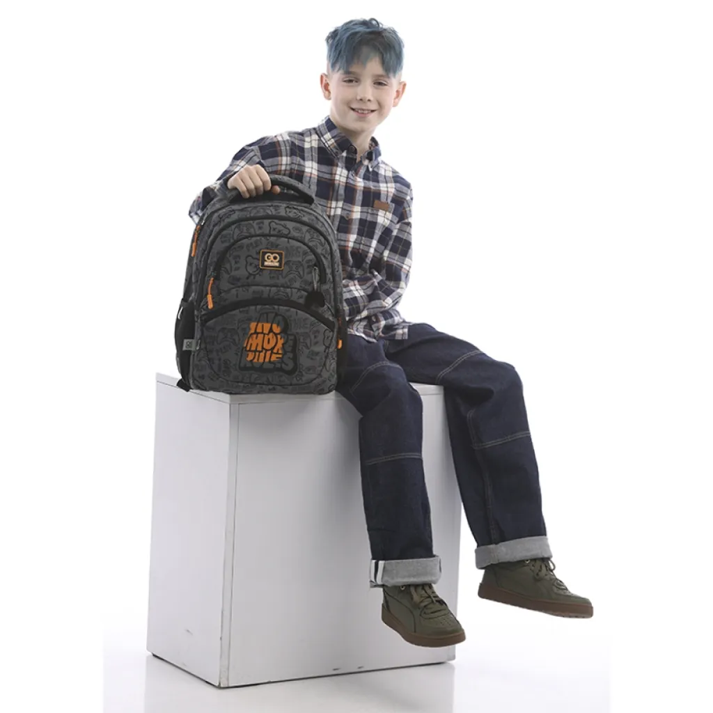 Ортопедический рюкзак школьный GoPack Education No More Rules GO25-175M-5, серый Ортопедический рюкзак школьный GoPack Education No More Rules GO25-175M-5, серый