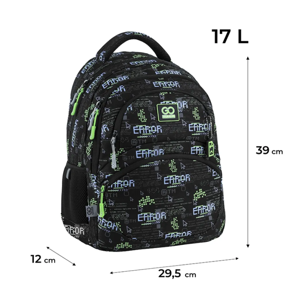 Ортопедичний рюкзак шкільний GoPack Education Error GO25-175M-7, чорний Ортопедичний рюкзак шкільний GoPack Education Error GO25-175M-7, чорний
