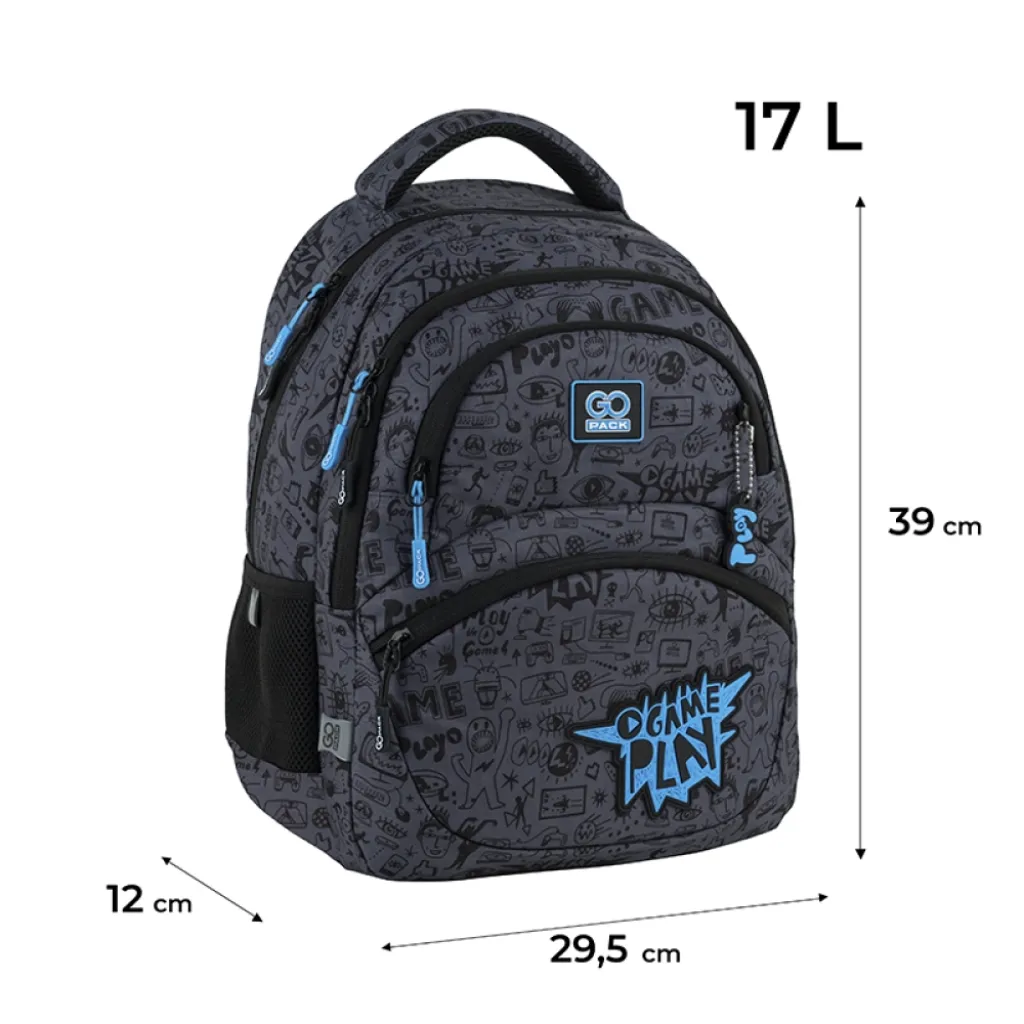 Ортопедический рюкзак школьный GoPack Education Cool Gamer GO25-175M-8, темно-серый Ортопедический рюкзак школьный GoPack Education Cool Gamer GO25-175M-8, темно-серый
