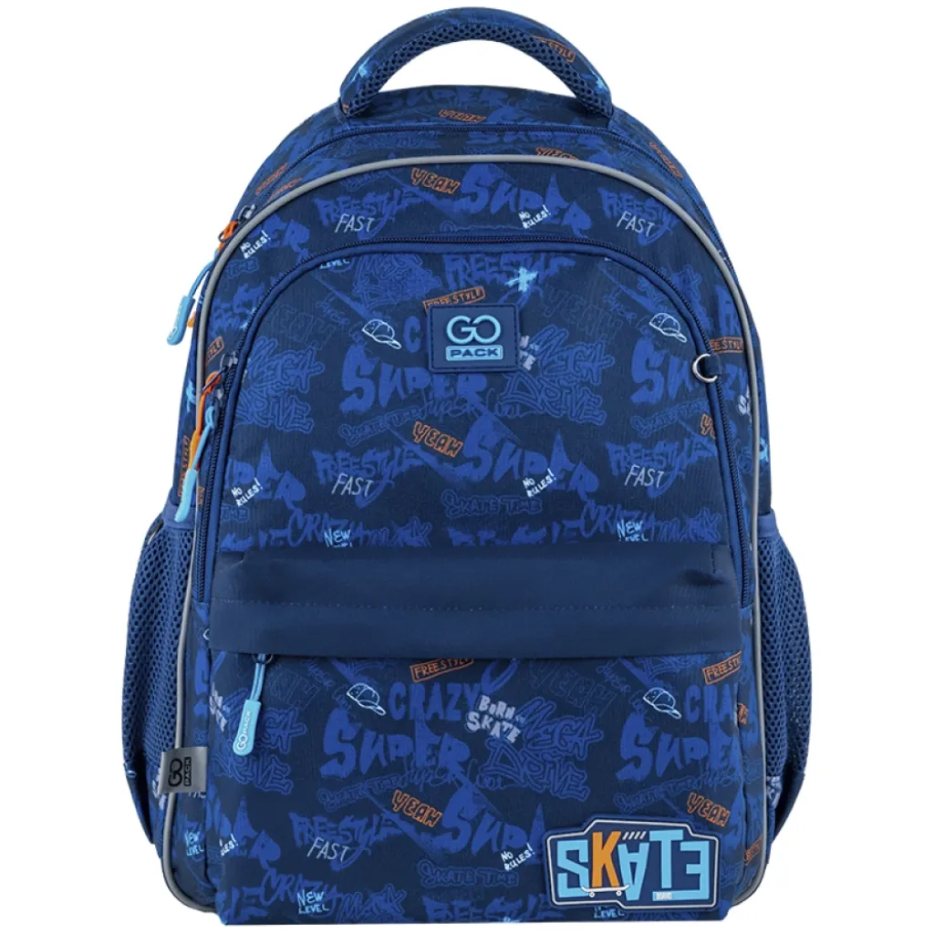 Ортопедический рюкзак школьный GoPack Education Crazy Skate GO25-182M-7, синий Ортопедический рюкзак школьный GoPack Education Crazy Skate GO25-182M-7, синий