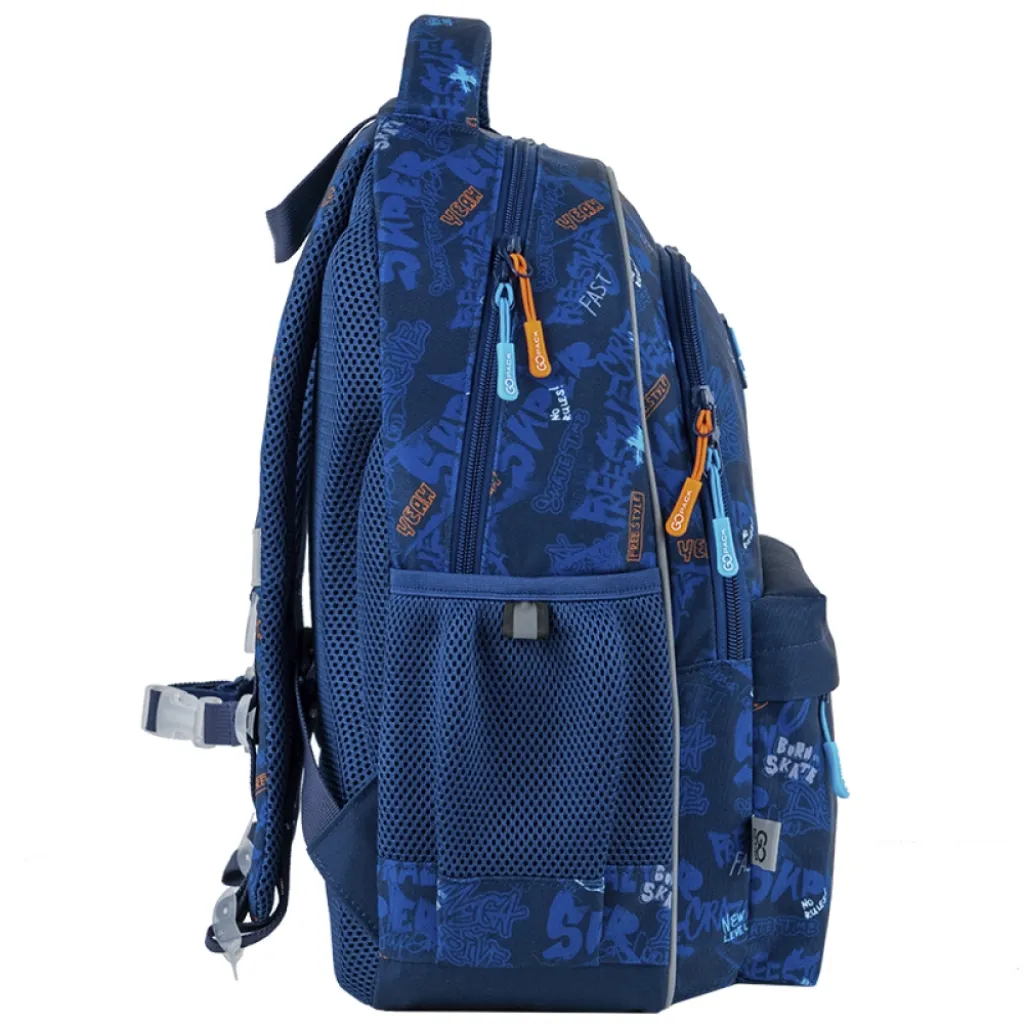 Ортопедический рюкзак школьный GoPack Education Crazy Skate GO25-182M-7, синий Ортопедический рюкзак школьный GoPack Education Crazy Skate GO25-182M-7, синий