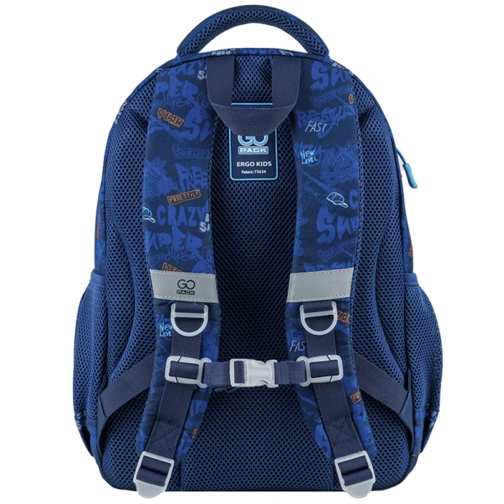 Ортопедический рюкзак школьный GoPack Education Crazy Skate GO25-182M-7, синий Ортопедический рюкзак школьный GoPack Education Crazy Skate GO25-182M-7, синий