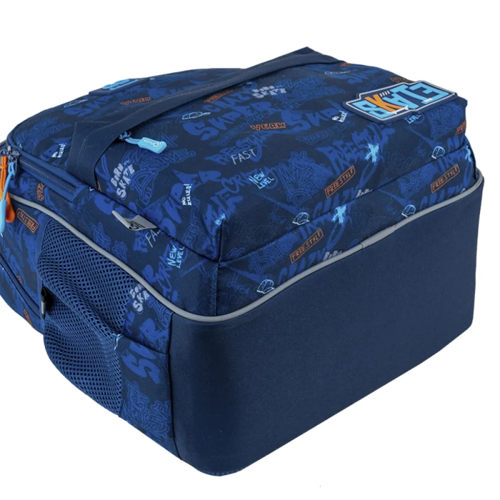 Ортопедический рюкзак школьный GoPack Education Crazy Skate GO25-182M-7, синий Ортопедический рюкзак школьный GoPack Education Crazy Skate GO25-182M-7, синий