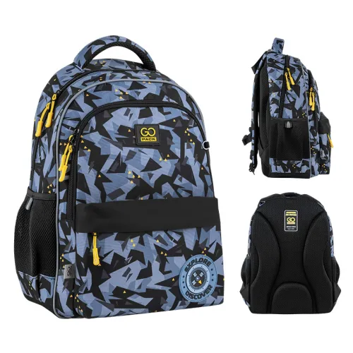Ортопедический рюкзак школьный GoPack Education Explore GO25-182M-8, серый - Фото№1 Ортопедический рюкзак школьный GoPack Education Explore GO25-182M-8, серый - Фото№1