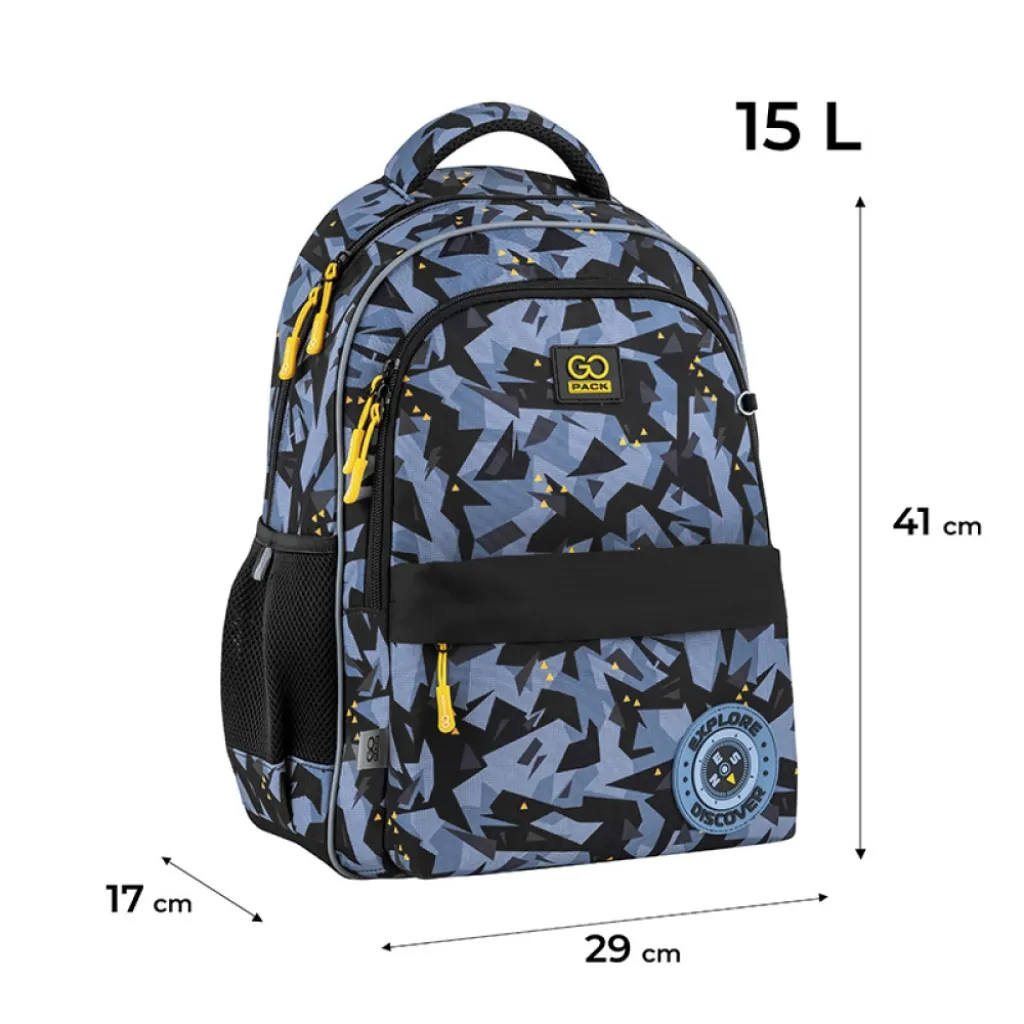 Ортопедический рюкзак школьный GoPack Education Explore GO25-182M-8, серый Ортопедический рюкзак школьный GoPack Education Explore GO25-182M-8, серый