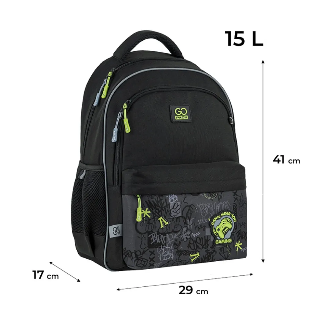 Ортопедический рюкзак школьный GoPack Education Gaming GO25-182M-6, черный Ортопедический рюкзак школьный GoPack Education Gaming GO25-182M-6, черный