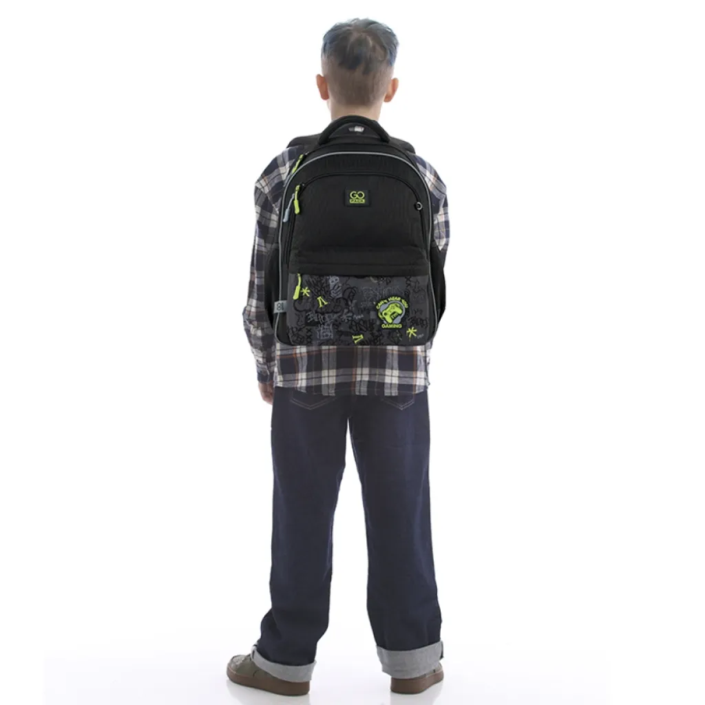 Ортопедический рюкзак школьный GoPack Education Gaming GO25-182M-6, черный Ортопедический рюкзак школьный GoPack Education Gaming GO25-182M-6, черный