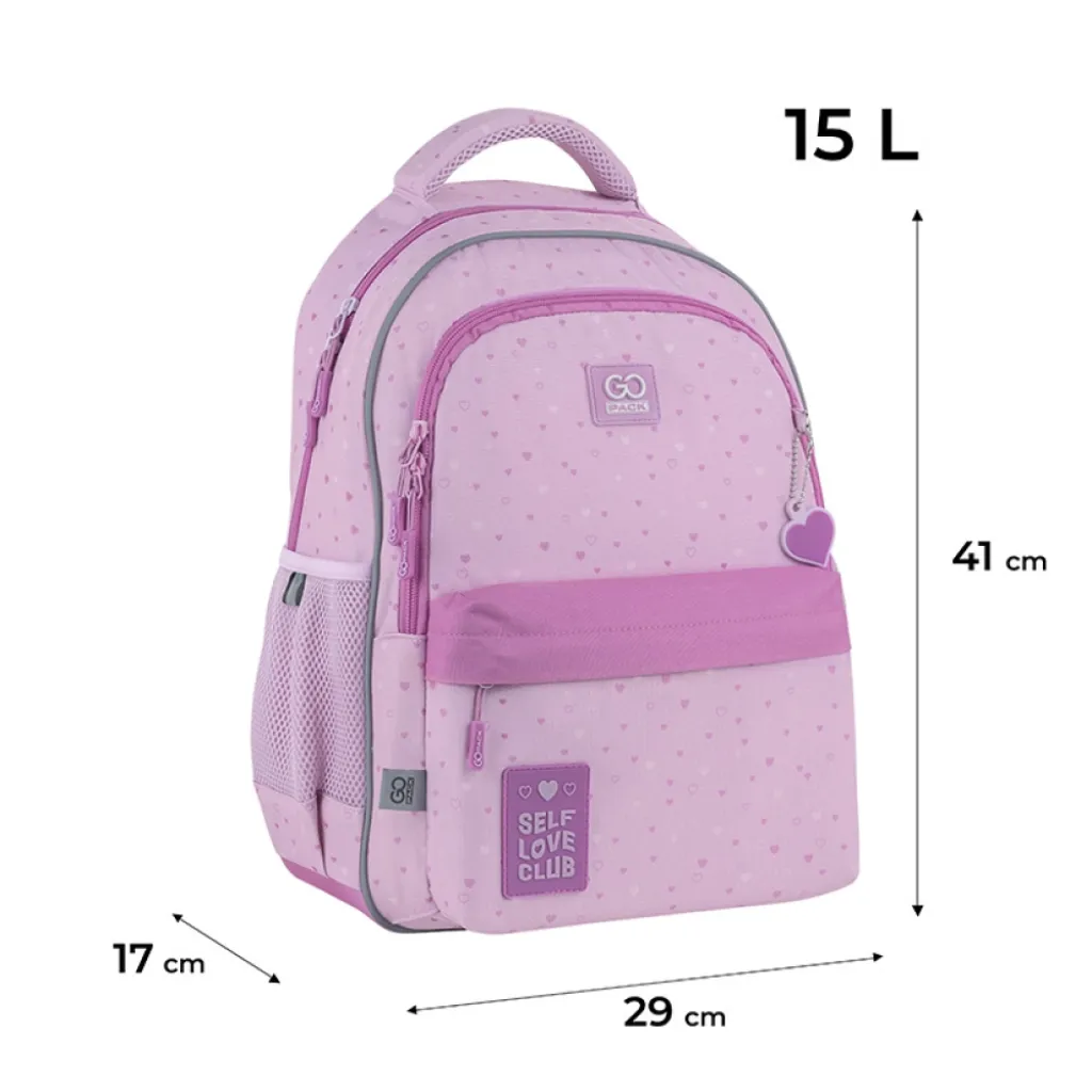 Ортопедичний рюкзак шкільний GoPack Education Self Love Club GO25-182M-4, рожевий Ортопедичний рюкзак шкільний GoPack Education Self Love Club GO25-182M-4, рожевий