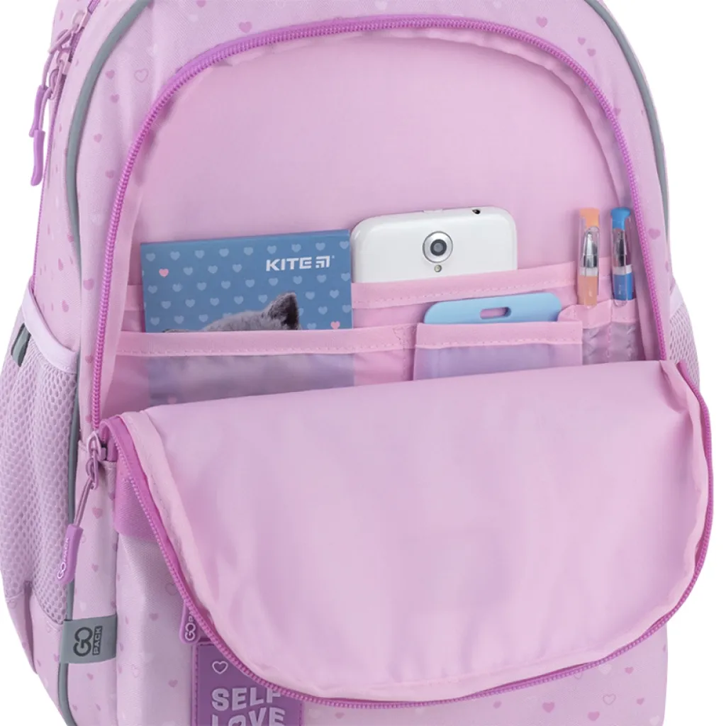 Ортопедичний рюкзак шкільний GoPack Education Self Love Club GO25-182M-4, рожевий Ортопедичний рюкзак шкільний GoPack Education Self Love Club GO25-182M-4, рожевий