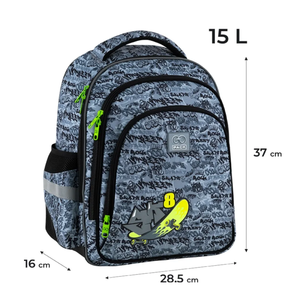 Ортопедичний рюкзак шкільний GoPack Education Graffiti GO25-2606S-5, сірий Ортопедичний рюкзак шкільний GoPack Education Graffiti GO25-2606S-5, сірий