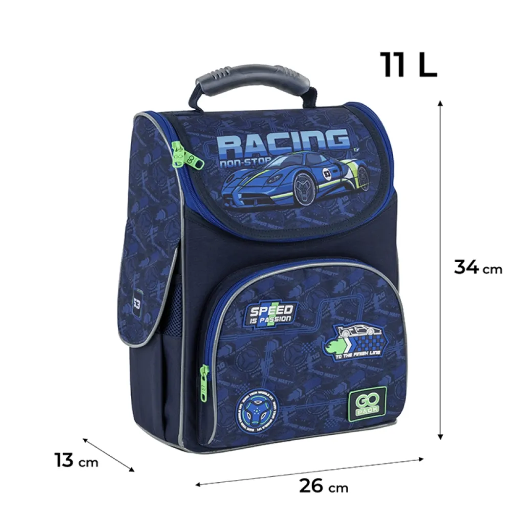Ортопедичний рюкзак каркасний GoPack Education Racing 5001S-6, синій Ортопедичний рюкзак каркасний GoPack Education Racing 5001S-6, синій