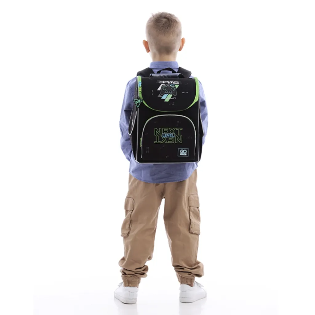 Ортопедический рюкзак каркасный GoPack Education Racing 5001S-7, черный