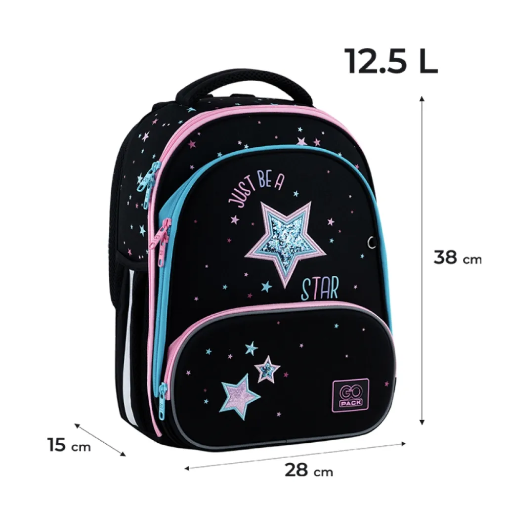 Ортопедичний рюкзак каркасний GoPack Education Be A Star 597M-1, чорний Ортопедичний рюкзак каркасний GoPack Education Be A Star 597M-1, чорний