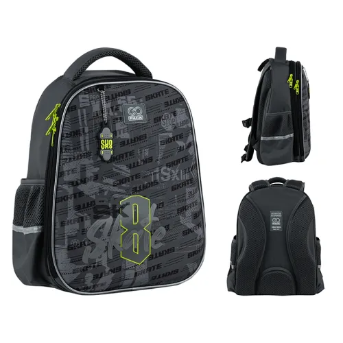 Ортопедический рюкзак полукаркасный GoPack Education Skate 165M, серый - Фото№1 Ортопедический рюкзак полукаркасный GoPack Education Skate 165M, серый - Фото№1