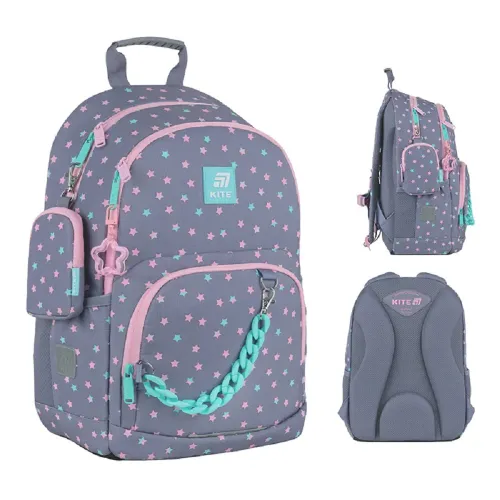 Ортопедичний рюкзак шкільний Kite Education Kawaii Stars 585M-2, сірий - Фото№1 Ортопедичний рюкзак шкільний Kite Education Kawaii Stars 585M-2, сірий - Фото№1