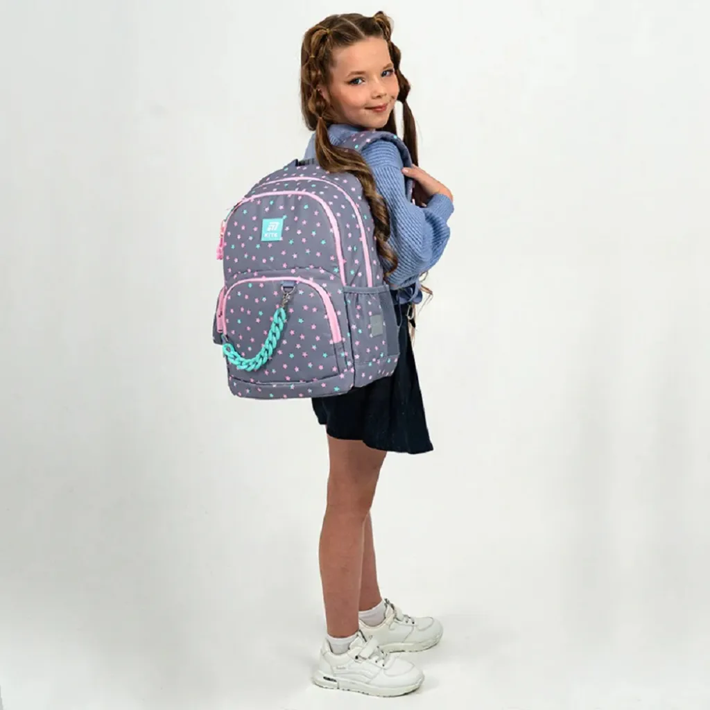 Ортопедичний рюкзак шкільний Kite Education Kawaii Stars 585M-2, сірий Ортопедичний рюкзак шкільний Kite Education Kawaii Stars 585M-2, сірий