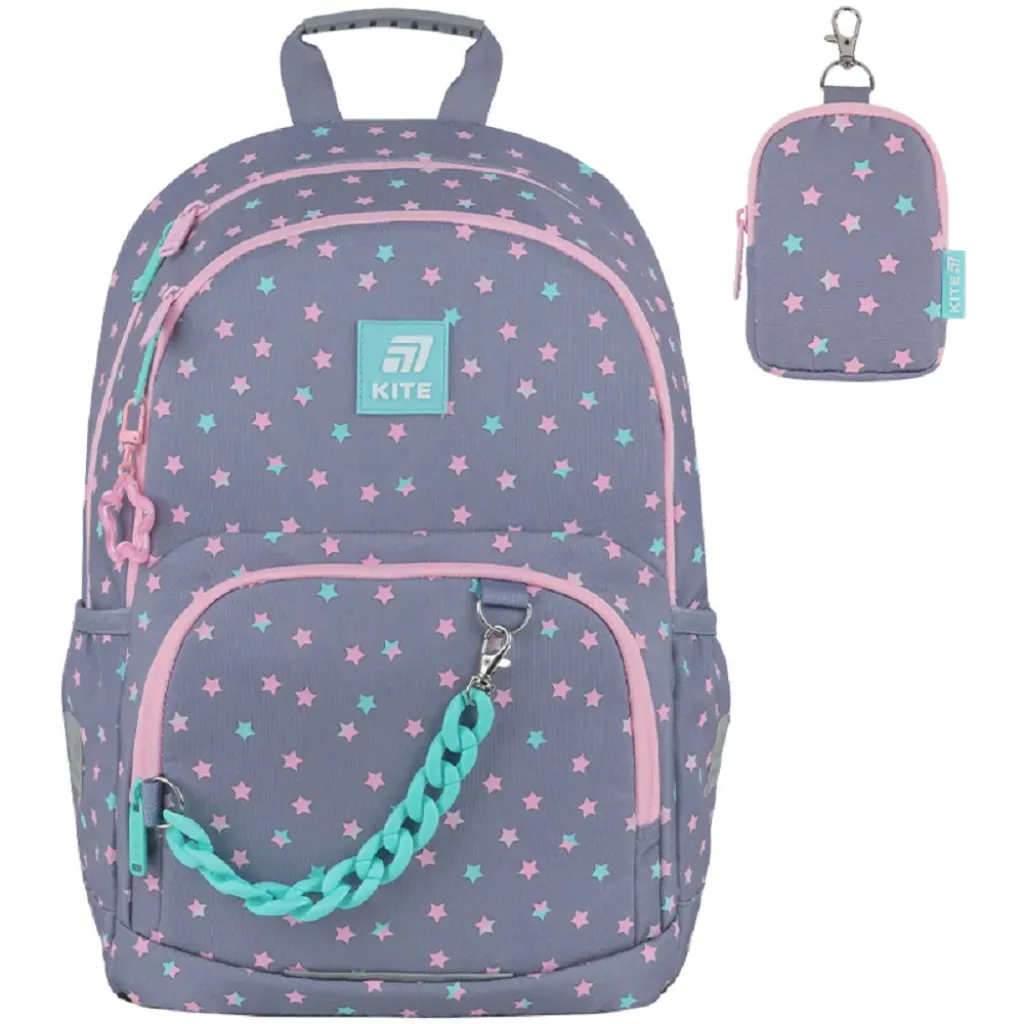 Ортопедичний рюкзак шкільний Kite Education Kawaii Stars 585M-2, сірий Ортопедичний рюкзак шкільний Kite Education Kawaii Stars 585M-2, сірий