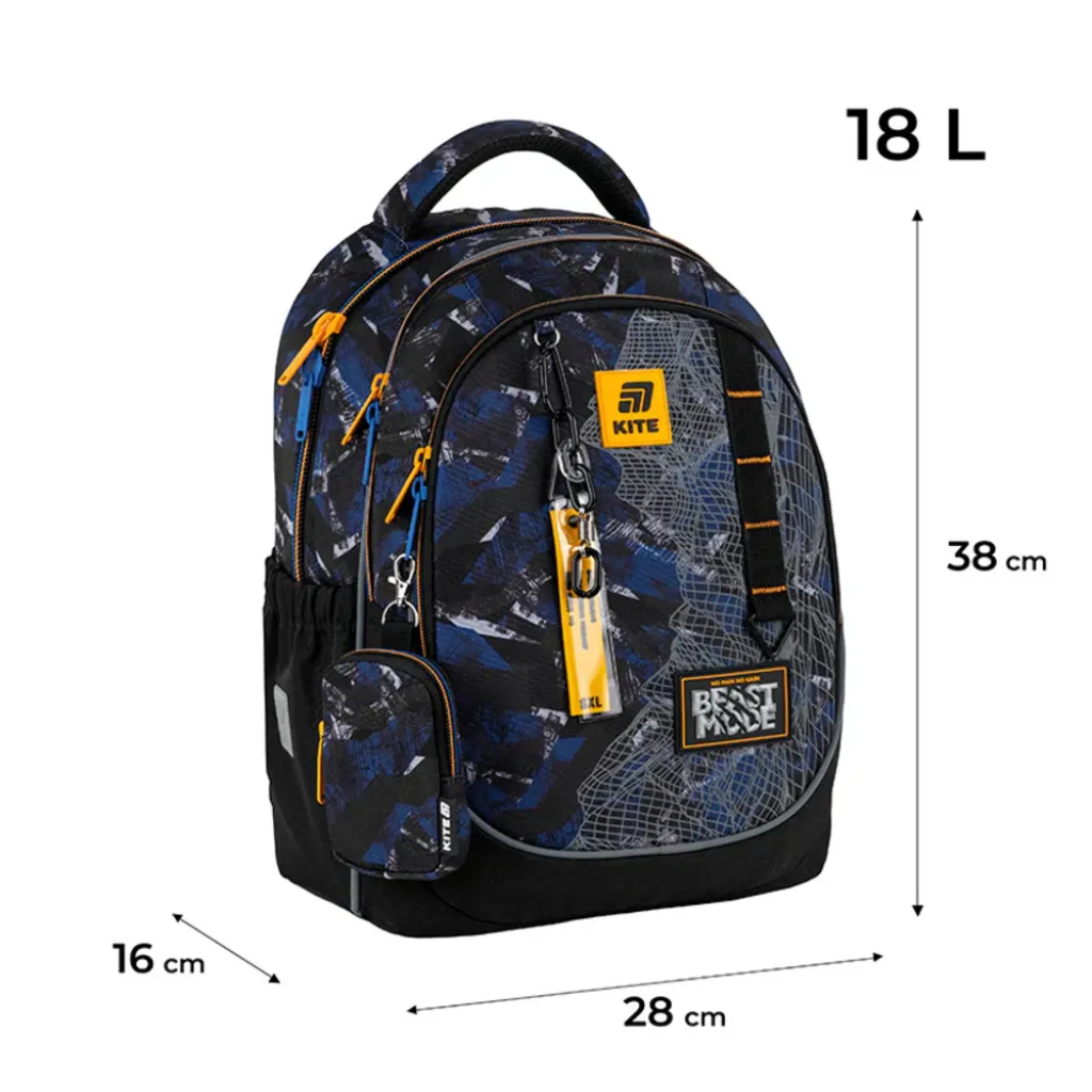 Ортопедичний рюкзак Kite Education Beast Mode K25-700M-4, чорний Ортопедичний рюкзак Kite Education Beast Mode K25-700M-4, чорний