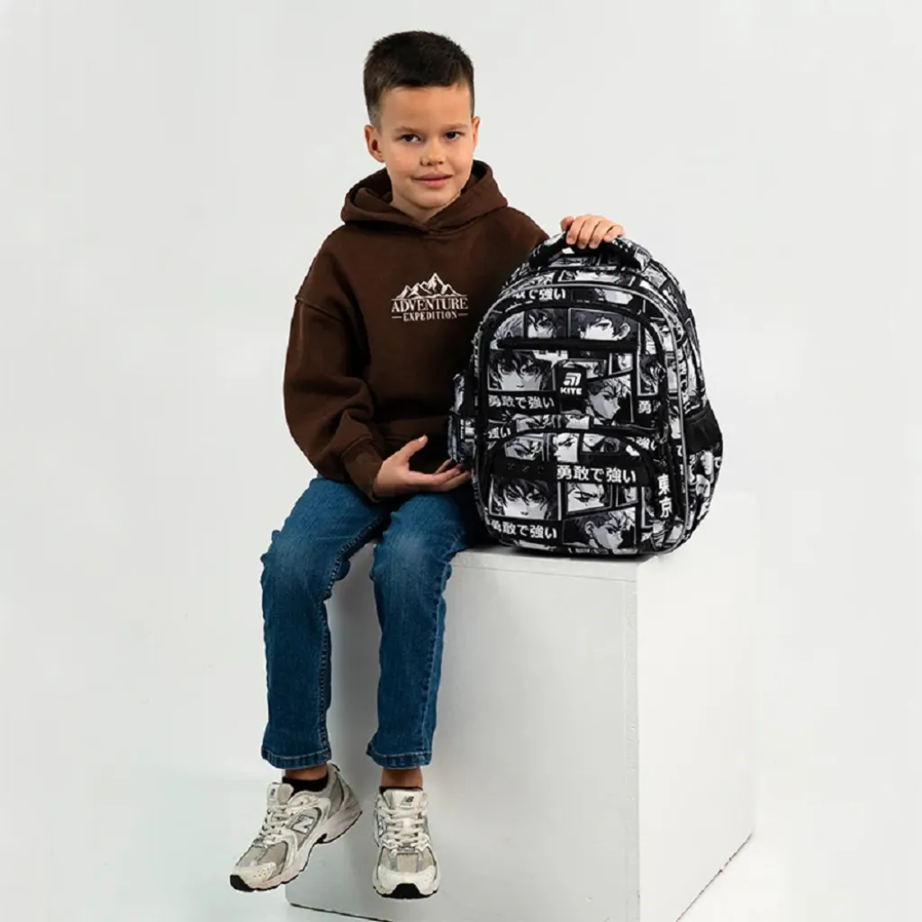 Ортопедичний рюкзак шкільний Kite Education Anime Boy K25-773M-4, чорний Ортопедичний рюкзак шкільний Kite Education Anime Boy K25-773M-4, чорний