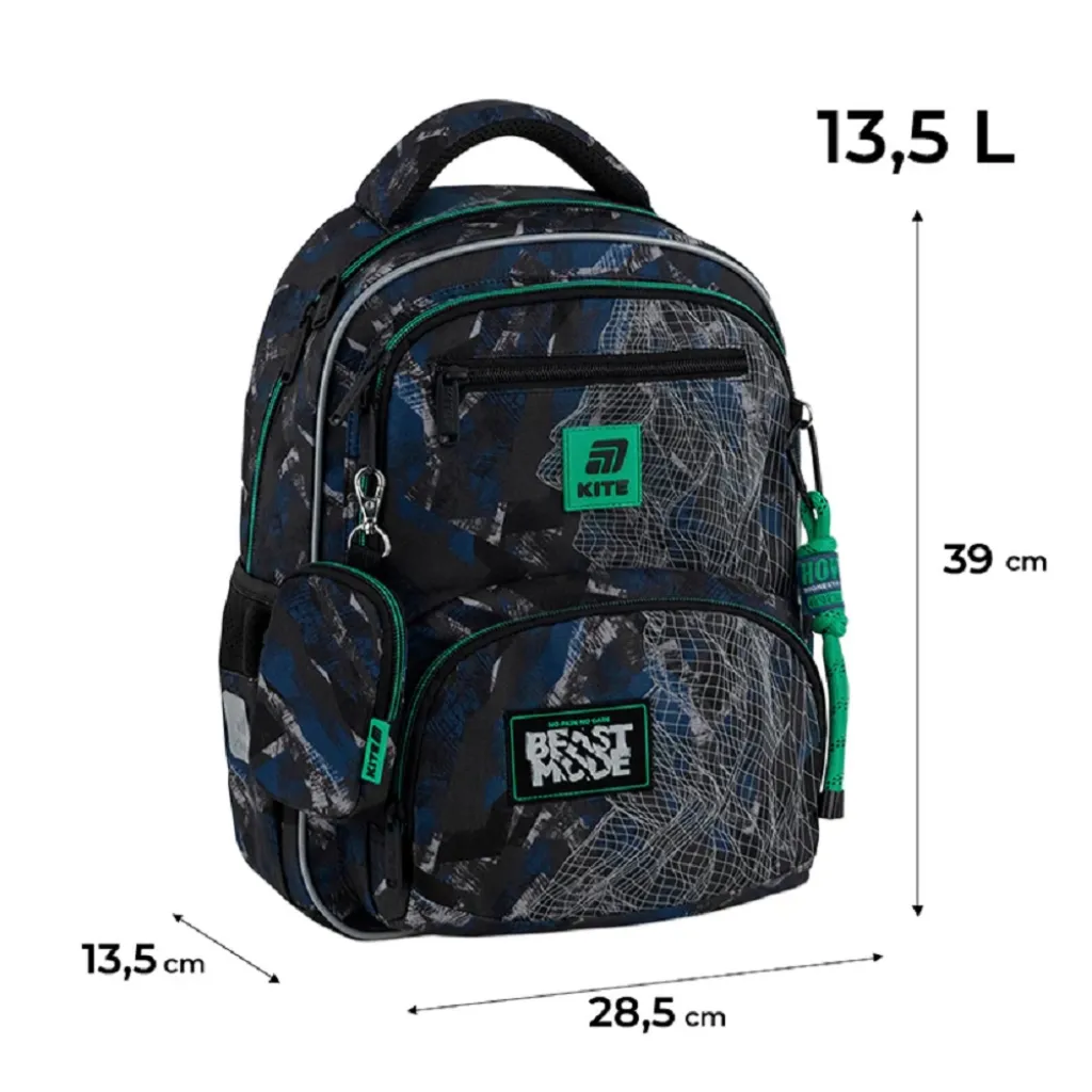Ортопедичний рюкзак шкільний Kite Education Beast Mode K25-773M-3, чорно-синій Ортопедичний рюкзак шкільний Kite Education Beast Mode K25-773M-3, чорно-синій